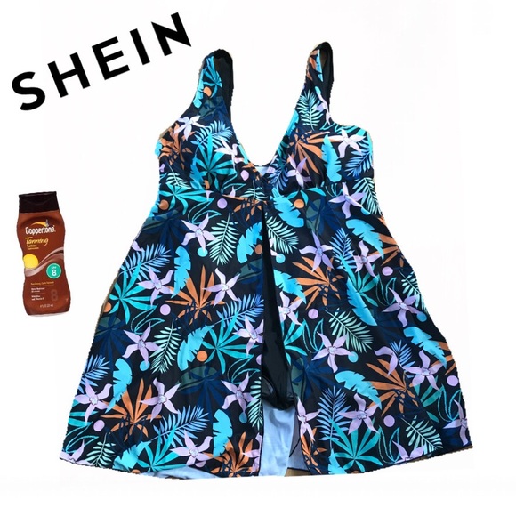 SHEIN Swim | New Shein Tropical Swim Dress Swimsuit | Poshmark